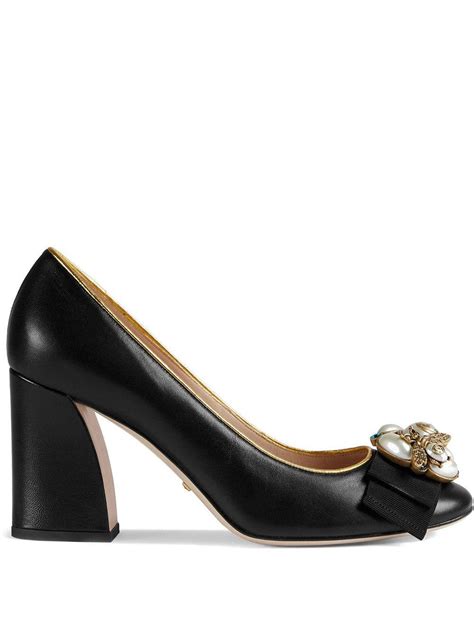 gucci mid heel pump with bee